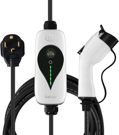 HuamCalato Level2 EV Charger 32A NEMA 5-15 Plug Indoor/Outdoor meeting SAE J1772 standard.