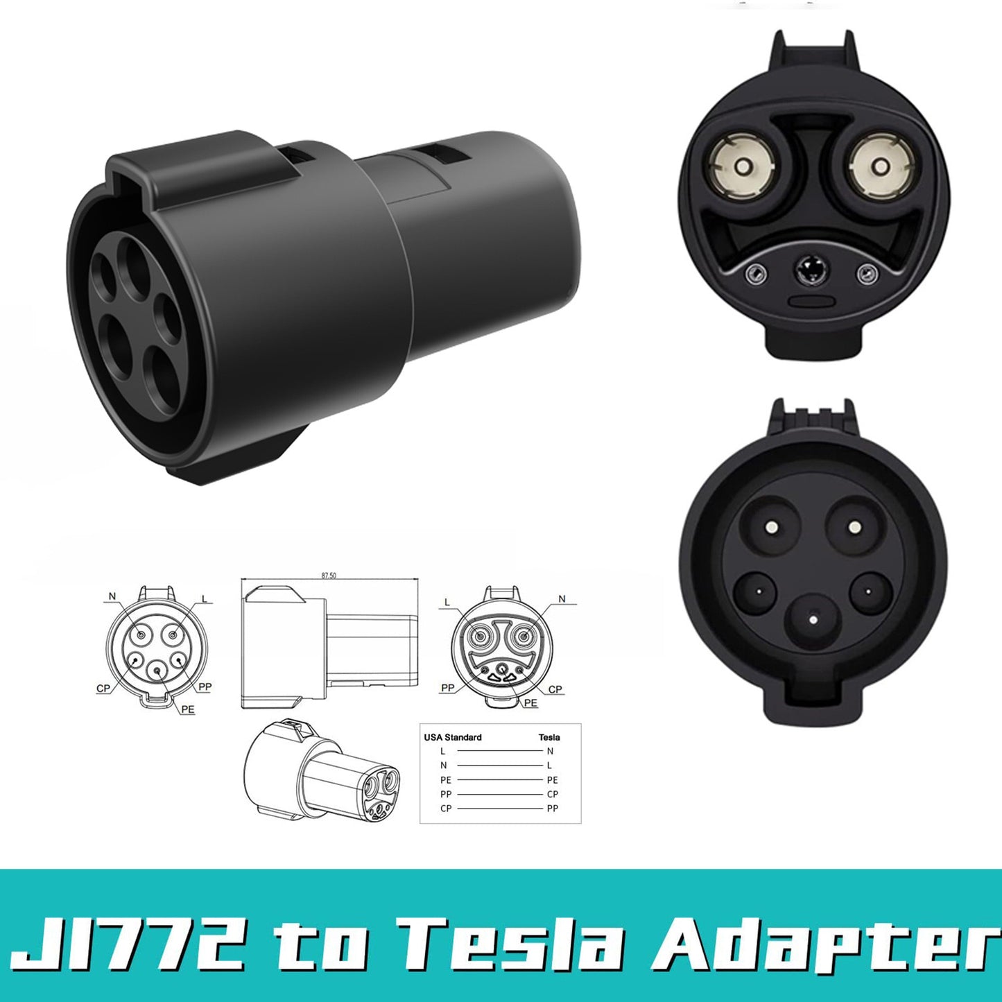 EV Charger Adapter For J1772 to Tesla charge